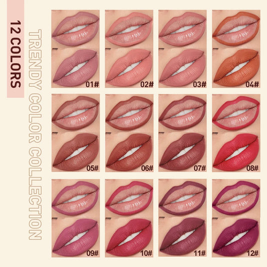 2pcs Lipstick Lipliner Pen Set Matte Nude Lip Liner Pencil