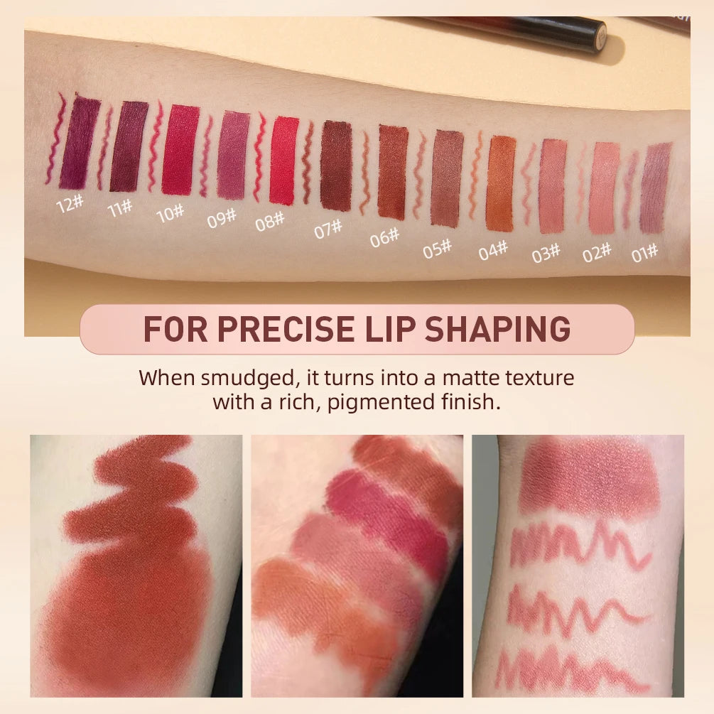 2pcs Lipstick Lipliner Pen Set Matte Nude Lip Liner Pencil